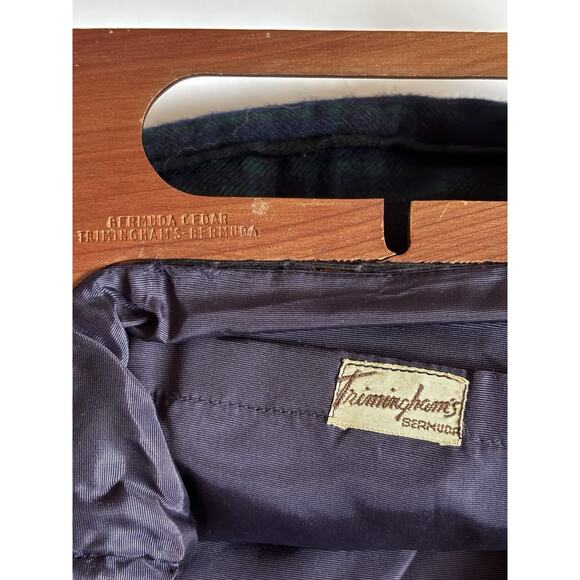 VTG Triminghams Bermuda Clutch Duo: Wood Handle, Wool Tartan Preppy Holiday Gift - Picture 8 of 12